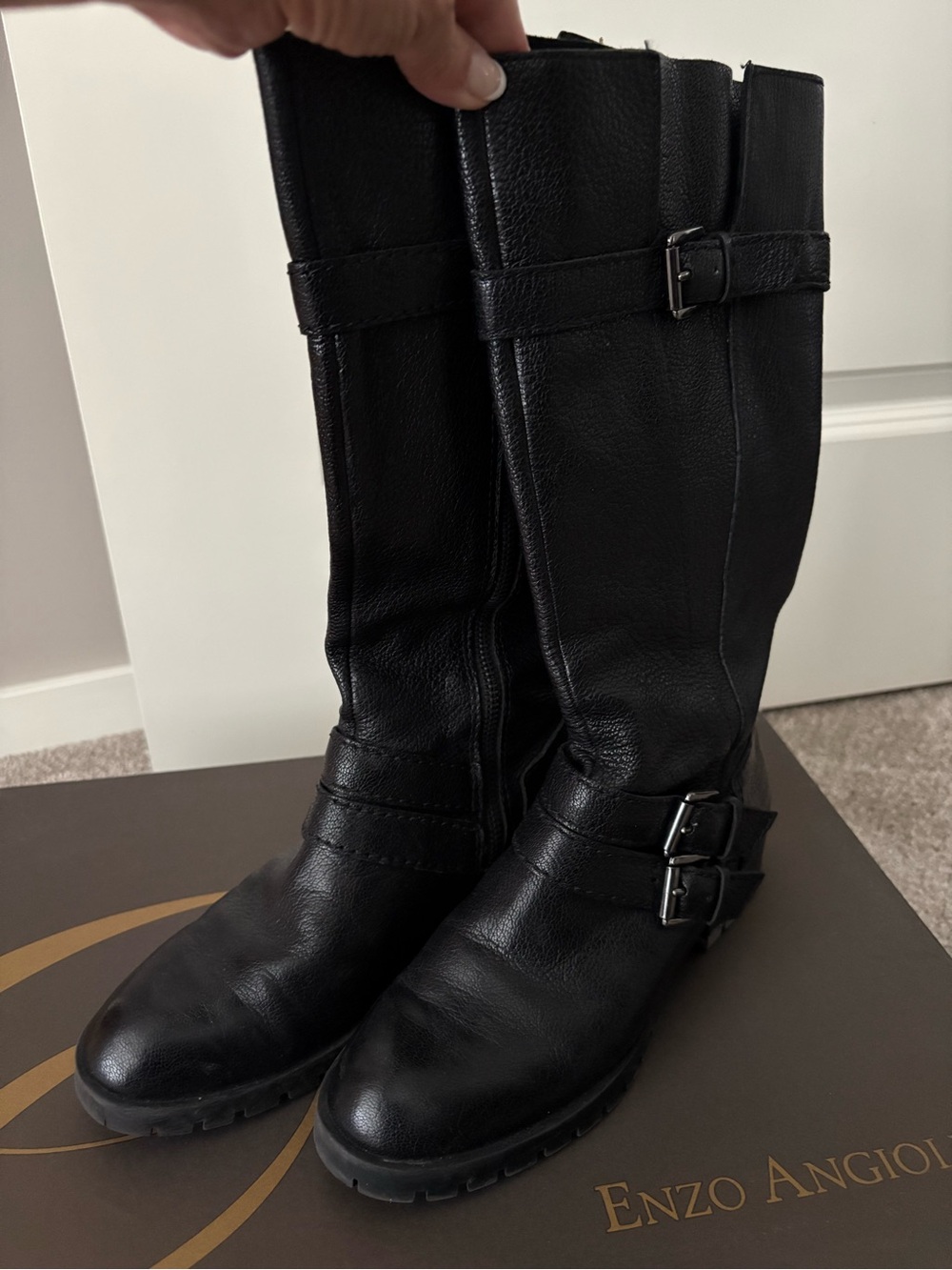 Enzo Angiolini Easten black pebbled leather boots